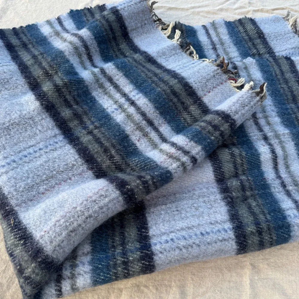 Vintage 1960s Macnab of Haddington Scotland Wool Plaid Travel Rug Blanket Fringe